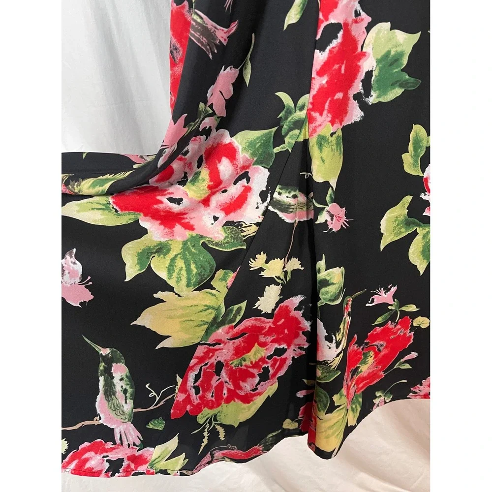 AS Atmosphere Studio Floral Sleeveless Midi Dress Black Red Pink Womens 16